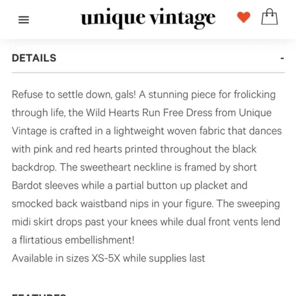 Unique Vintage Wild Hearts Run Free Midi Dress Size 1X - Picture 11 of 13